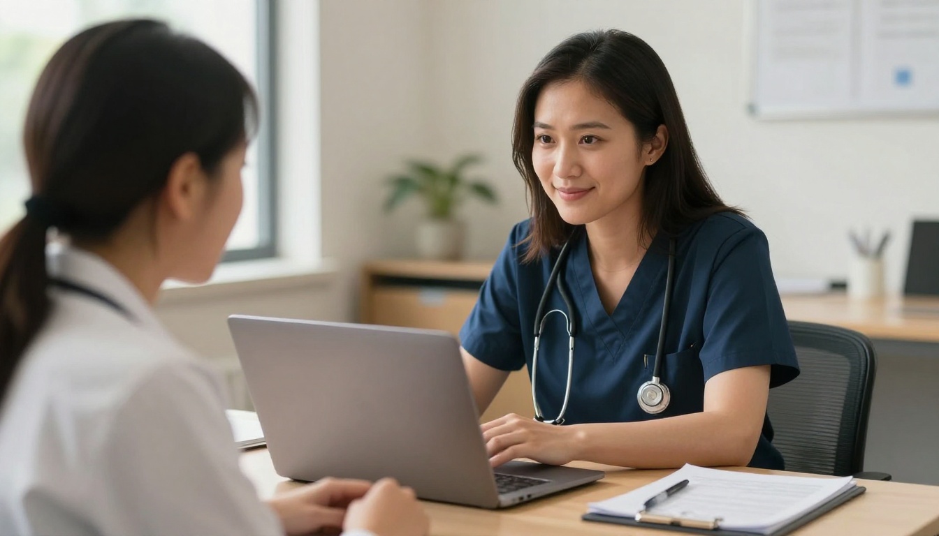 Healthcare professional receiving OET writing mentorship via WhatsApp