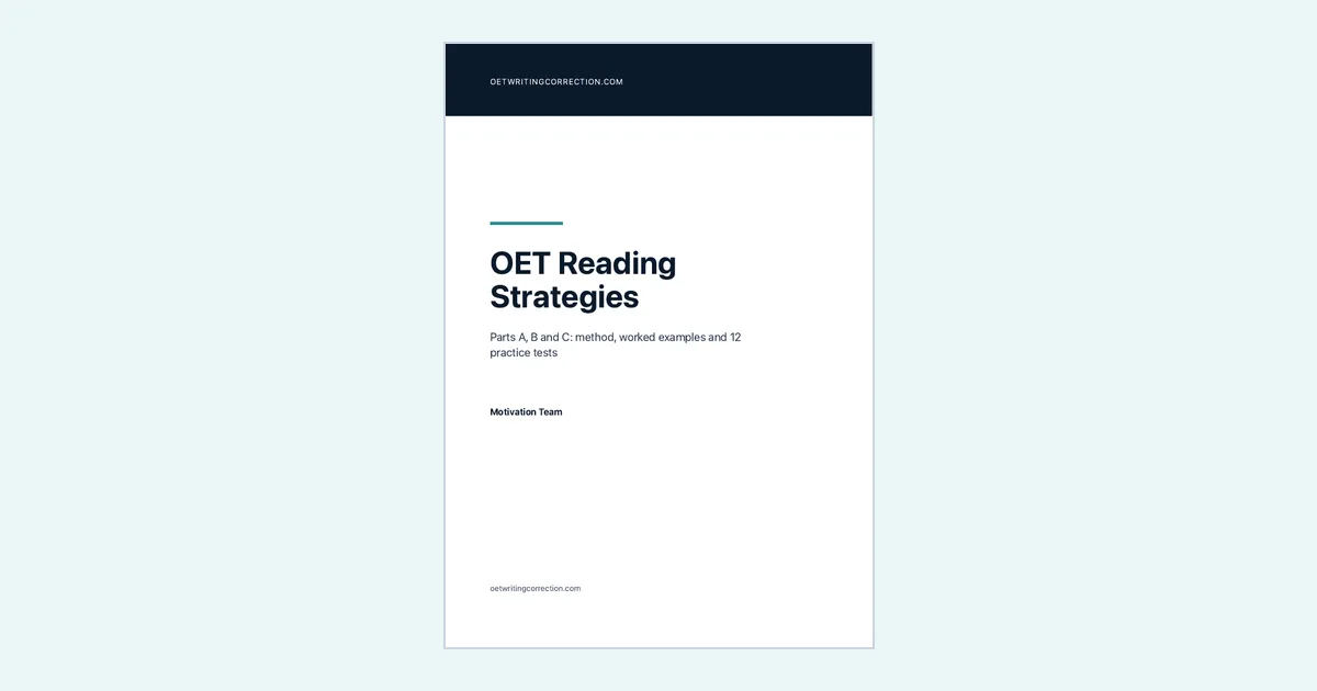 Cover of the OET Reading Strategies book