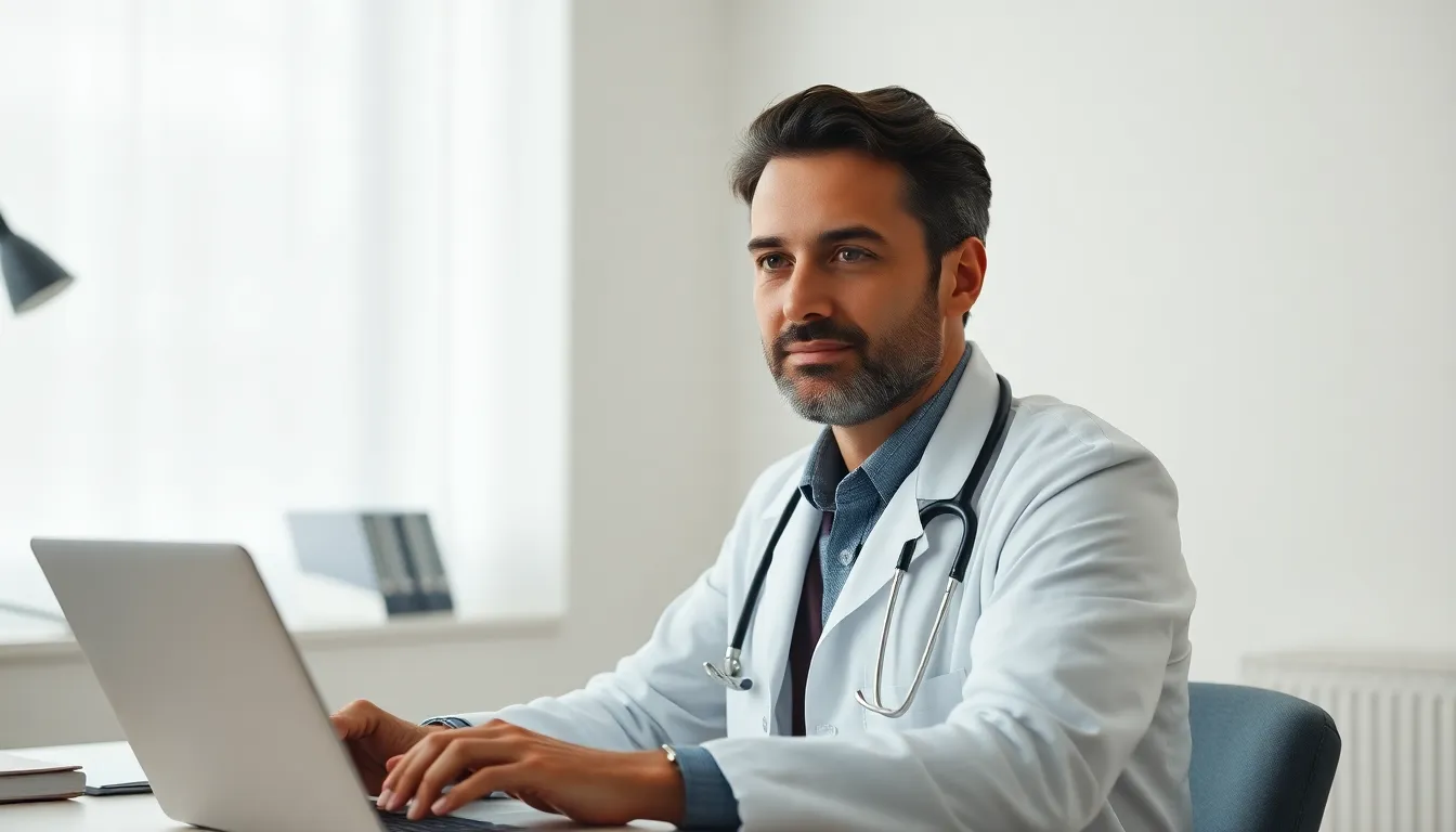 Confident doctor using the Motivation Feedback app for OET writing practice